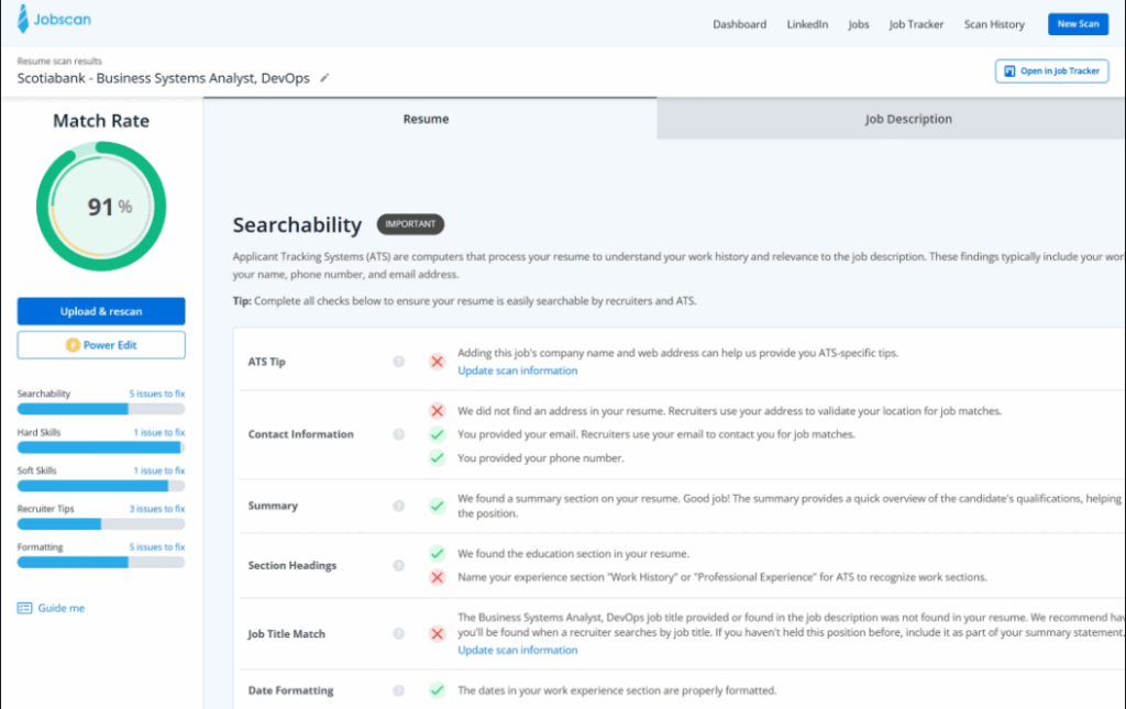 jobscan artificial intelligence cv builder